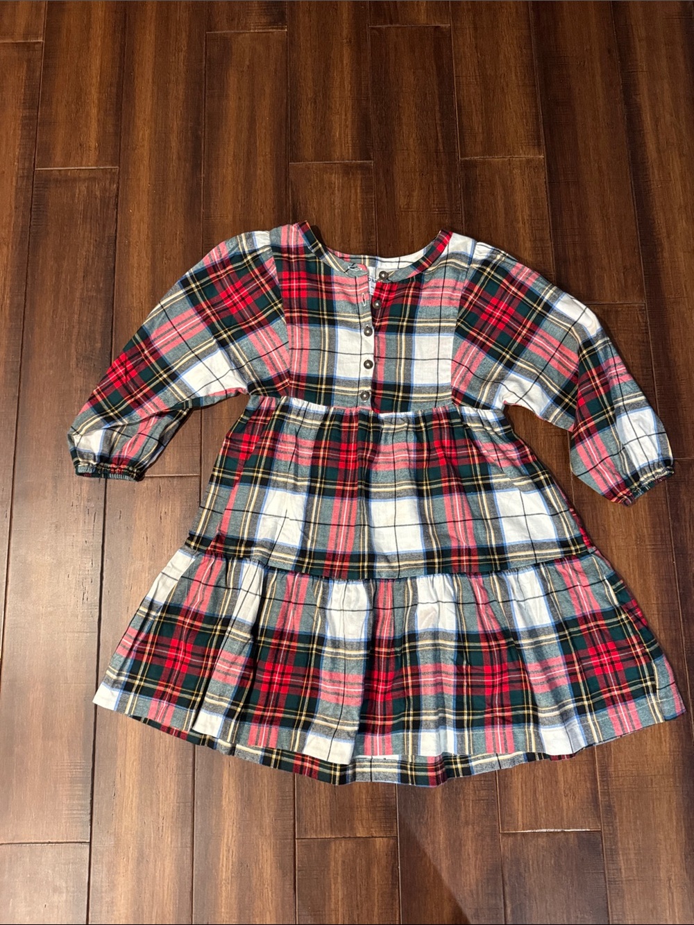 Old Navy Red, Green and Cream Plaid Tiered Dress